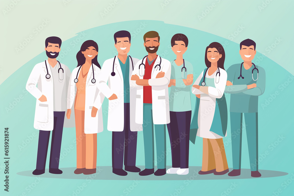 a medical staff, group of doctors and nurses. Generative AI a medical staff, group of doctors and nurses. Generative AI