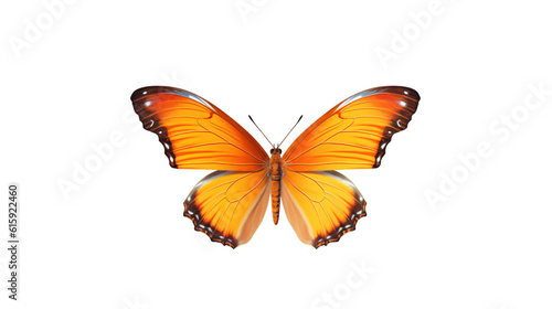 Very beautiful yellow orange butterfly in flight isolated on a transparent background., --aspect 16:9