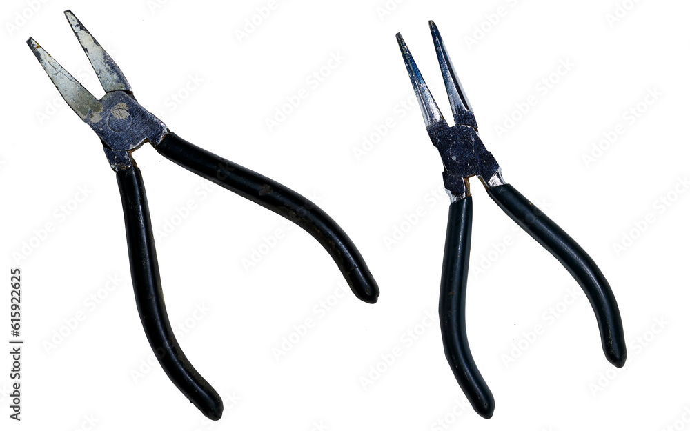linesman and needle nose pliers isolated on white background linesman and needle nose pliers isolated on white background