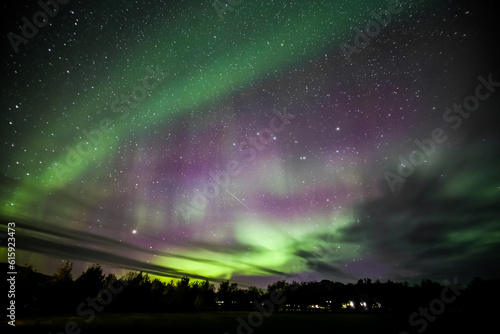 Northern Lights Shown over Akureyri Town, Iceland