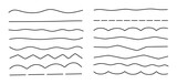 Collection of hand drawn different lines. Set of line elements in doodle sketch style isolated on white background. Vector illustration