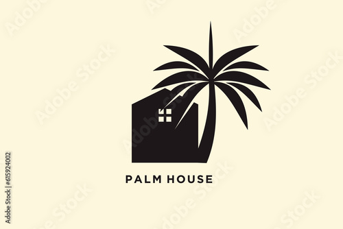 Palm house logo design vector with modern creative style