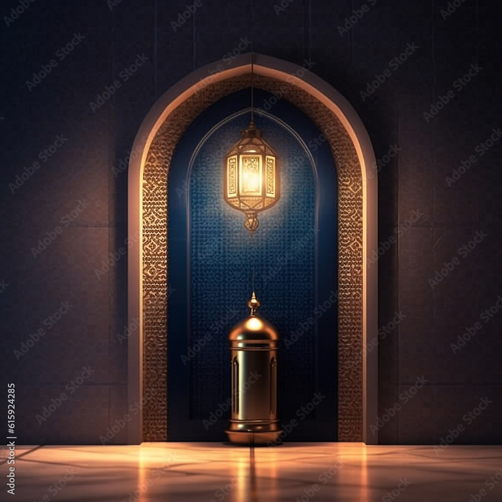 Islamic Podium, luxury ramadan podium for display product, presentation, stage, base, ai generative