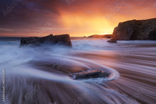 Quiberon coastline (Brittany) at sunset