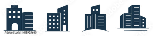 Building icon set Vector. City, Real estate, Bank, Hotel, Architecture Hospital, town symbol illustration