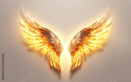 An image capturing the intricate details of angelic wings.   Generative AI