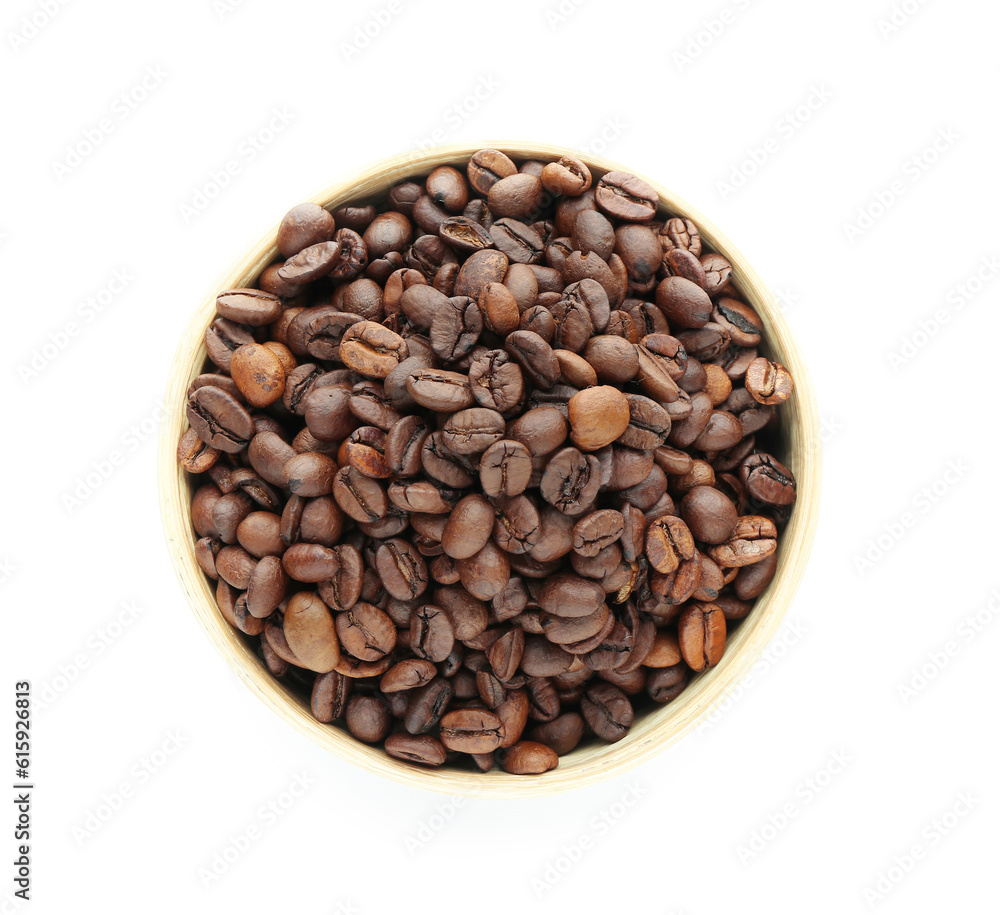 Bowl with coffee beans on white background Bowl with coffee beans on white background