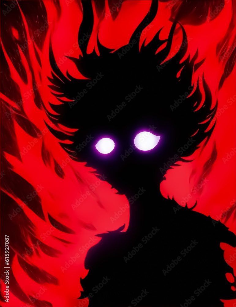 Anime Style Silhouette Character With Red Fire Generative Ai Anime Style Silhouette Character With Red Fire Generative Ai