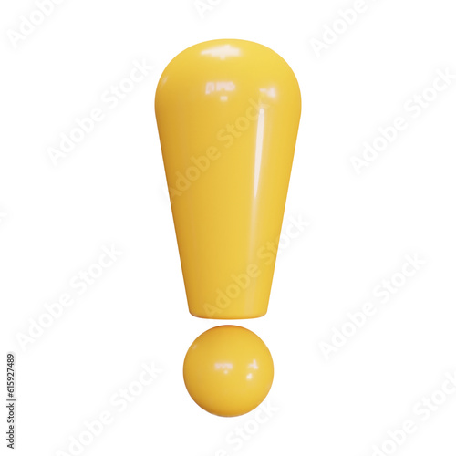 3D Exclamation sign yellow color. Vector illustration on isolated background.