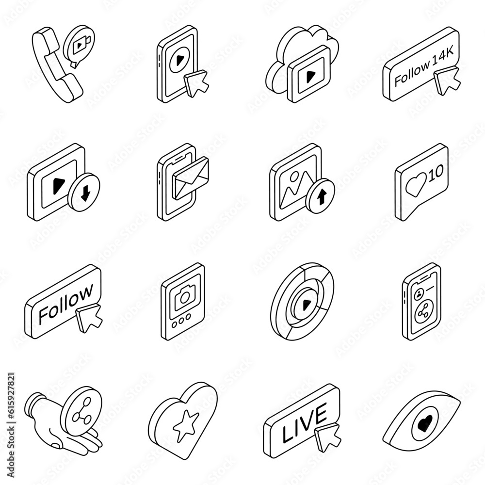 Pack of Social Media and Platform Linear Icons Pack of Social Media and Platform Linear Icons
