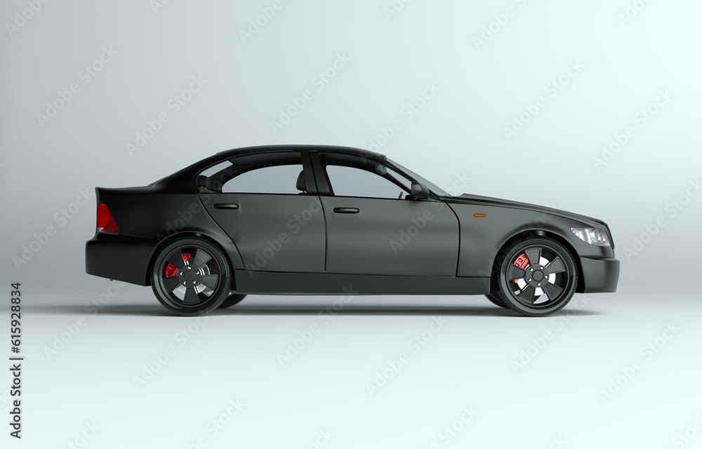 Obraz premium Generic brandless sports car on gray background. 3d illustration