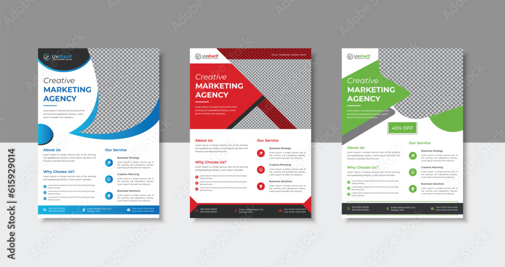 Modern business flyer template design, 3 colors high-quality flyer for marketing Modern business flyer template design, 3 colors high-quality flyer for marketing