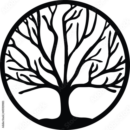 Tree of life symbol logo black on white round lasercut vector tree