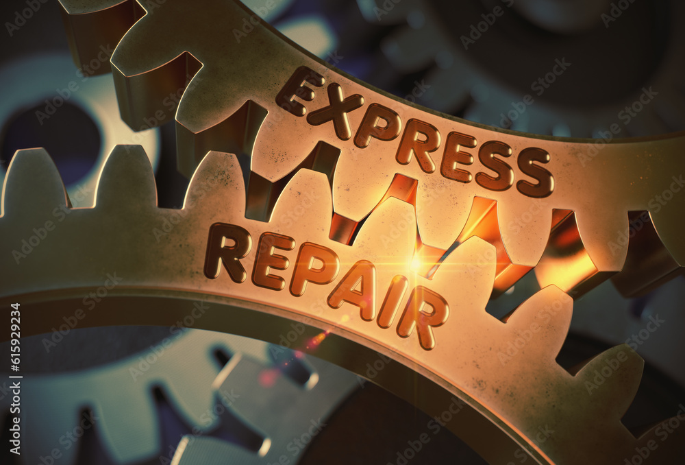 Φωτογραφία Express Repair on the Mechanism of Golden Metallic Cog Gears