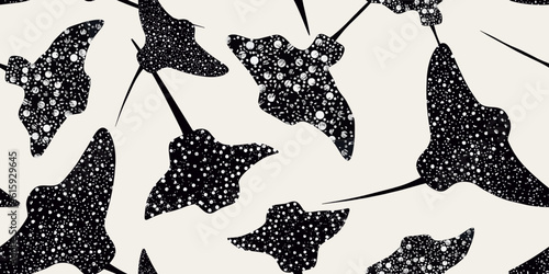 Obraz na płótnie Seamless pattern with oceanic stingray on a white background.