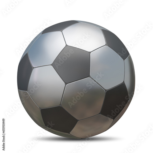 3D Illustration Metal Soccer Ball on a White Background