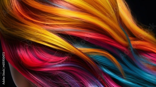 Close up coloured woman hair. Generative AI