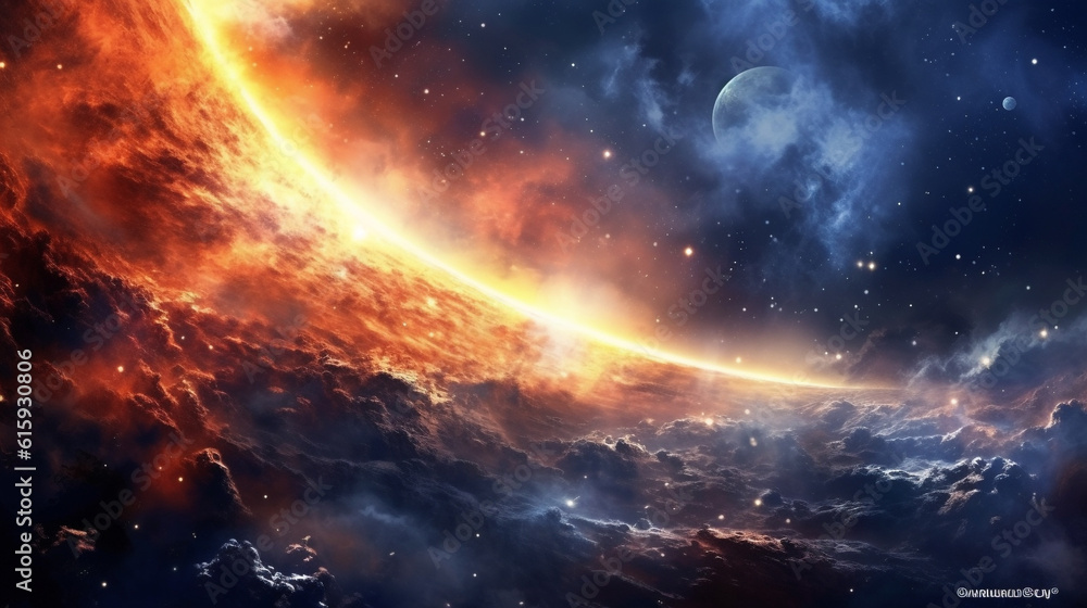 Obraz premium starry deep outer space nebual and galaxy, Created using generative AI tools.