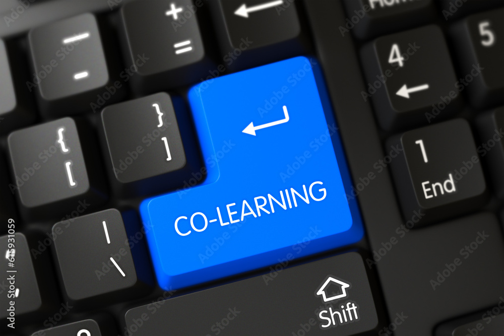 Computer Keyboard Button Labeled Co-Learning. 3D Illustration. Computer Keyboard Button Labeled Co-Learning. 3D Illustration.
