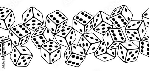 Pattern with playing dice. Game craps image. Casino and betting illustration.