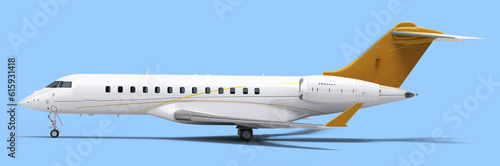 new passenger plane left side view travel concept 3d render on blue