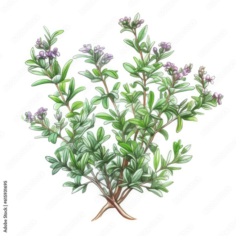 Thymian in Wasserfarben Stil, ideal für Speisekarten und Restaurants, italienisches Essen, mediterran Thymian in Wasserfarben Stil, ideal für Speisekarten und Restaurants, italienisches Essen, mediterran