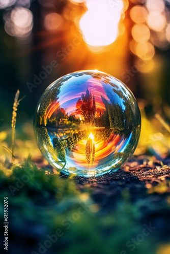 realistic colorful soap bubble in the morning sun. AI generative © SANGHYUN