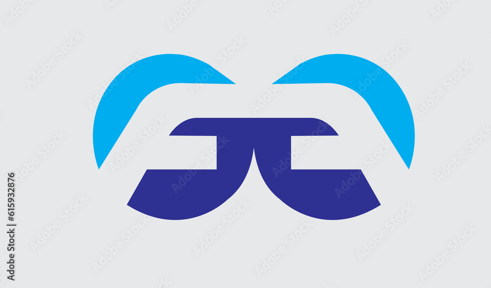 Abstract minimalistic logo cyan and letter F and G in a circle typography Abstract minimalistic logo cyan and letter F and G in a circle typography