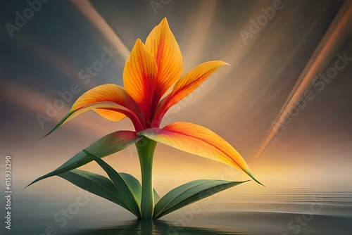 orange lily flower generative in ai technology