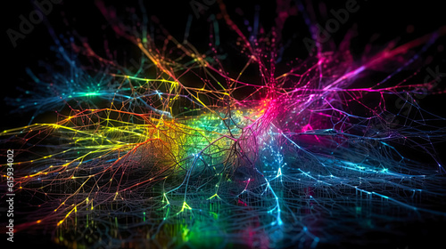 Neural network banner background wallpaper, AI generated, idea for background or banner