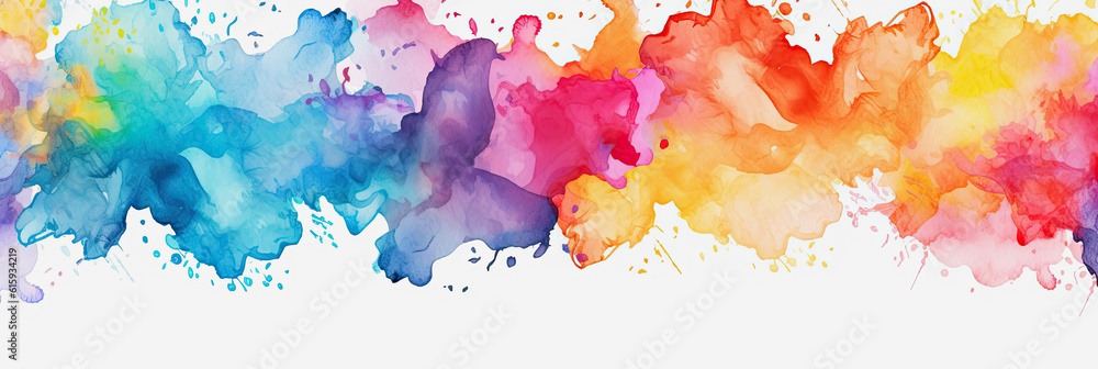 watercolor generative ai illustration with rainbow colors on white background