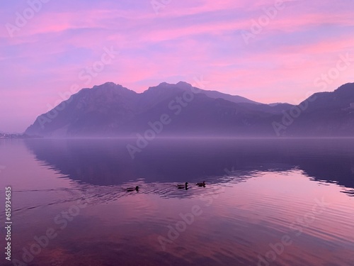 Purpule sunset over Como the lake