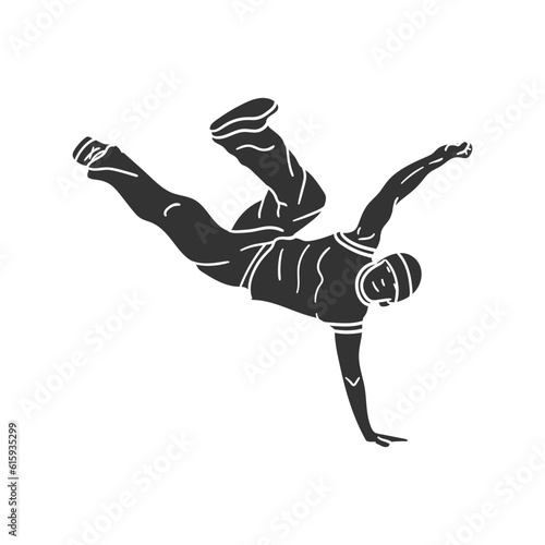Break Dance Icon Silhouette Illustration. Brazilian Dance Vector Graphic Pictogram Symbol Clip Art. Doodle Sketch Black Sign.