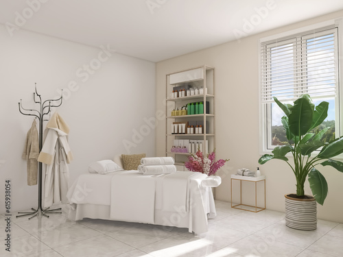 Massage room interior 3d render, 3d illustration
