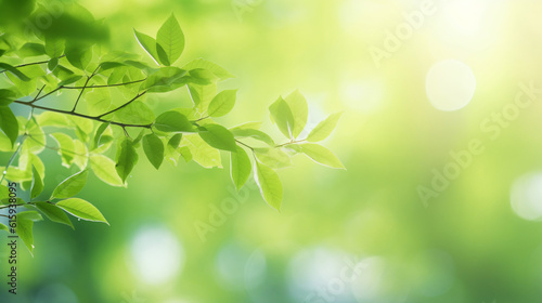 Beautiful blurred spring summer natural background image for product presentations. Defocused tree foliage on bright sunny day., --aspect 16:9