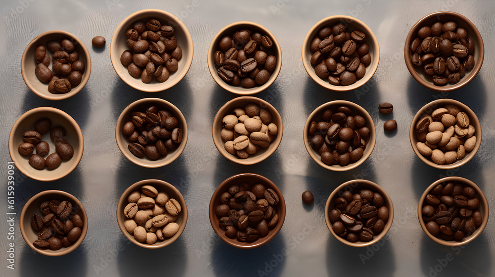 Flat lay of coffee beans. IA generative. Flat lay of coffee beans. IA generative.