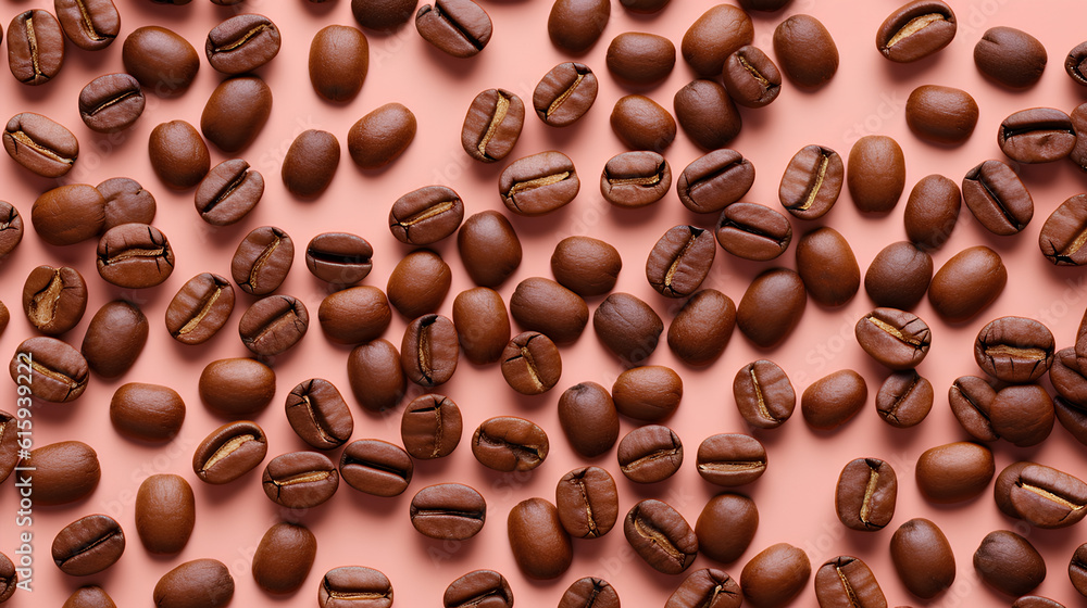 Obraz premium Flat lay of coffee beans. IA generative.
