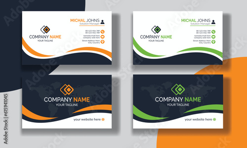 Creative modern clean corporate double-side business card template, personal visiting card, vector illustration, professional simple identity blue, red white and black elegant visiting card.