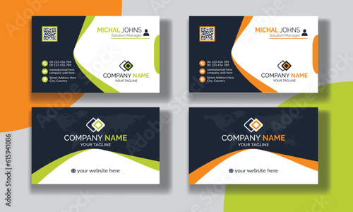 Creative modern clean corporate double-side business card template, personal visiting card, vector illustration, professional simple identity blue, red white and black elegant visiting card.