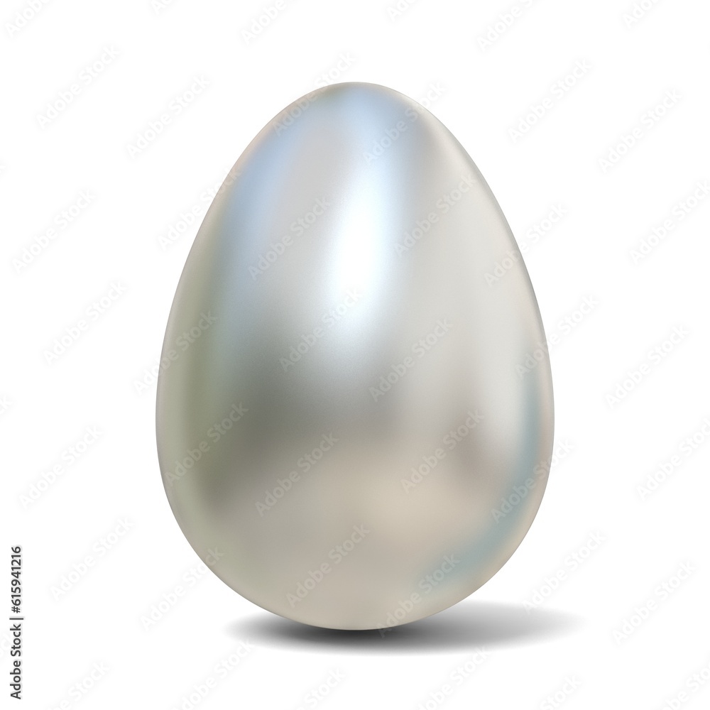 Silver, steel, metal egg. 3D render illustration isolated on white background Silver, steel, metal egg. 3D render illustration isolated on white background