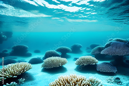 Fotobehang Dentro do mar com corais