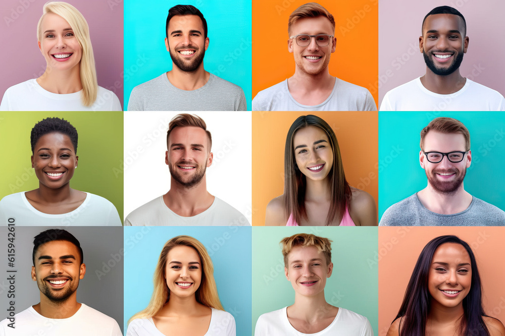 group of people in front of a colored background ai generated group of people in front of a colored background ai generated