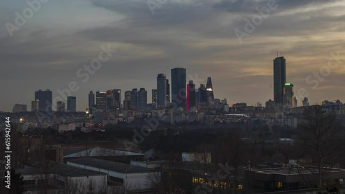 Istanbul skyscraper Sunset Tİmelapse 