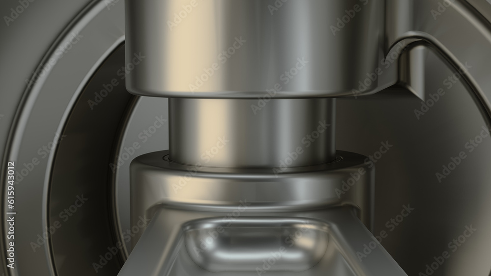 Inside the internal combustion engine, the view of the piston from below. 3d illustration Inside the internal combustion engine, the view of the piston from below. 3d illustration