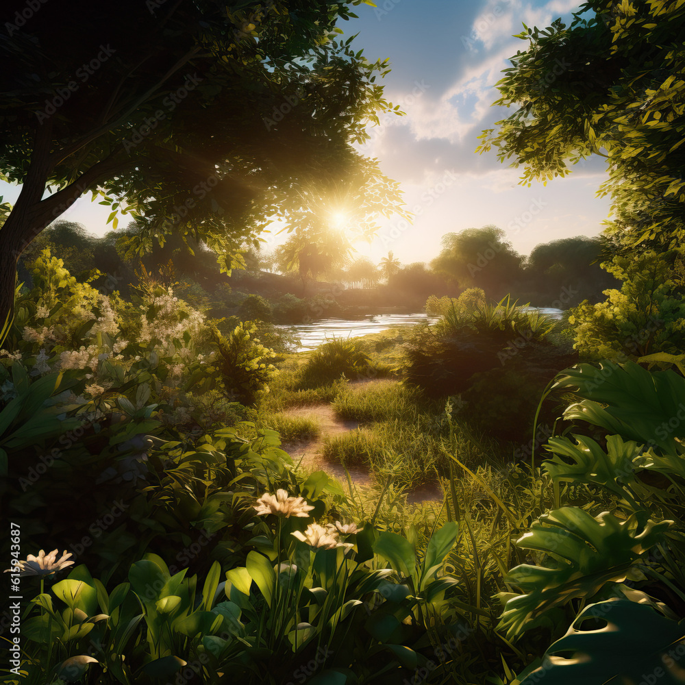 Fototapeta premium nature in summer ai generated