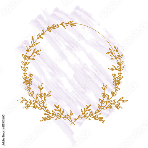 Watercolor splatter brush with luxury golden frame for banner and logo collection