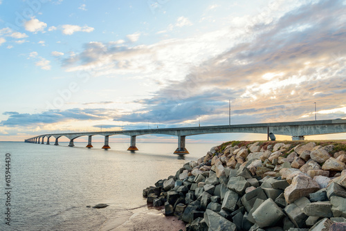Confederation Bridge linking Prince Edward Island with mainland New Brunswick (As viewed from the Prince Edward Island side) photo