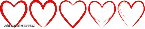 heart icons, love concept, red line linear icons