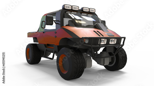 Special all-terrain vehicle for difficult terrain and difficult road and weather conditions. 3d rendering