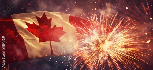 Illustration of Canada Day, celebrating day of Canada, Canadian flag. Generative AI